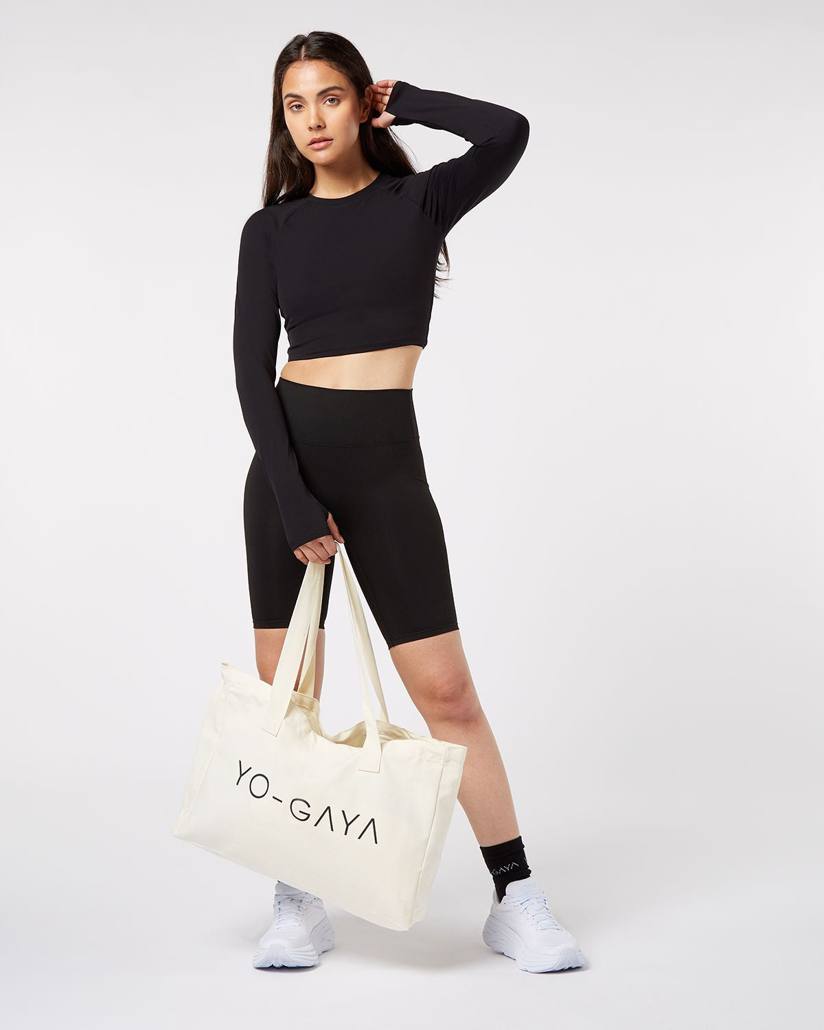 Long Sleeve Crop Top - Black