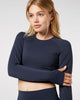 Long Sleeve Crop Top - Deep Ocean Blue