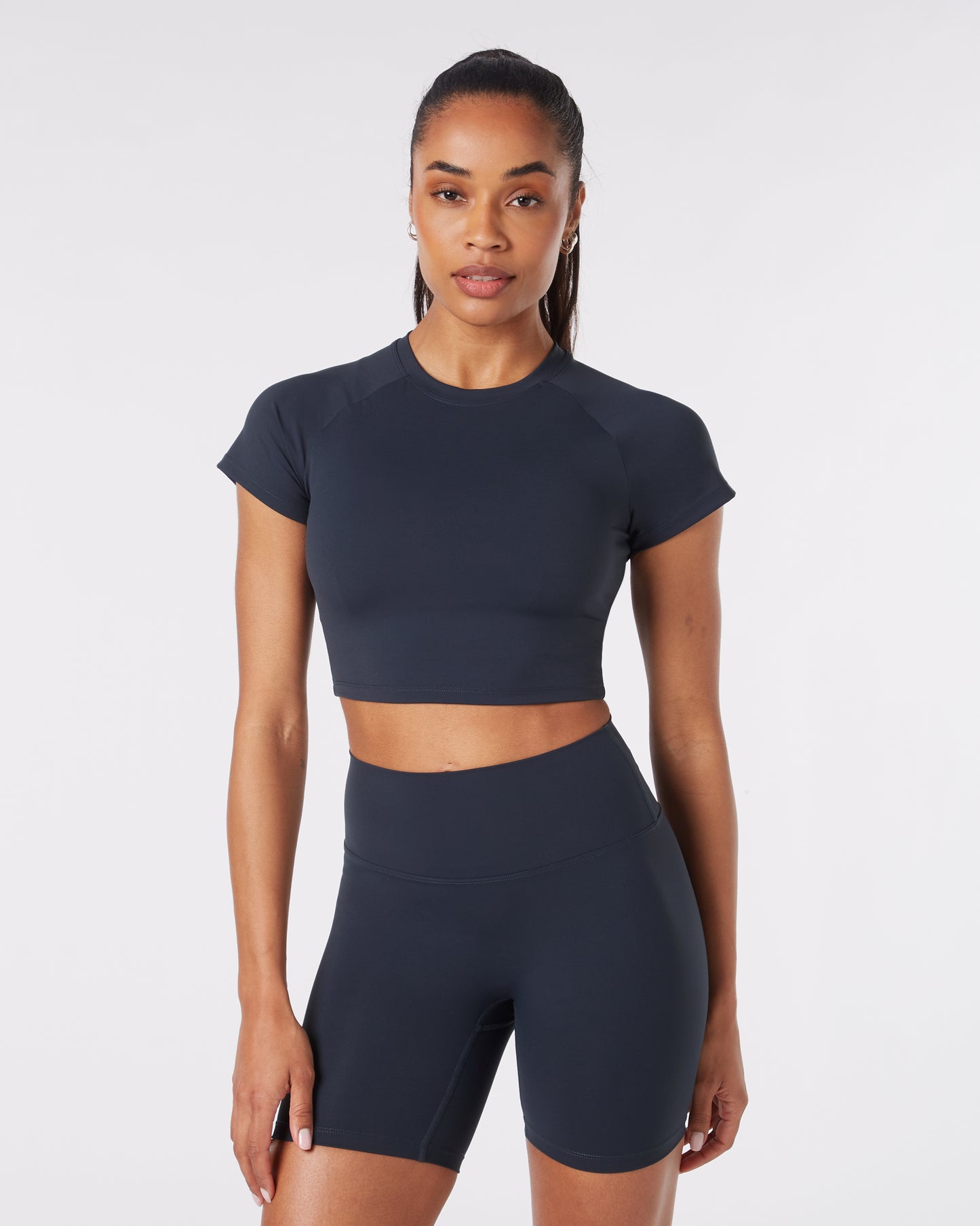 Short Sleeve Crop Top - Deep Ocean Blue