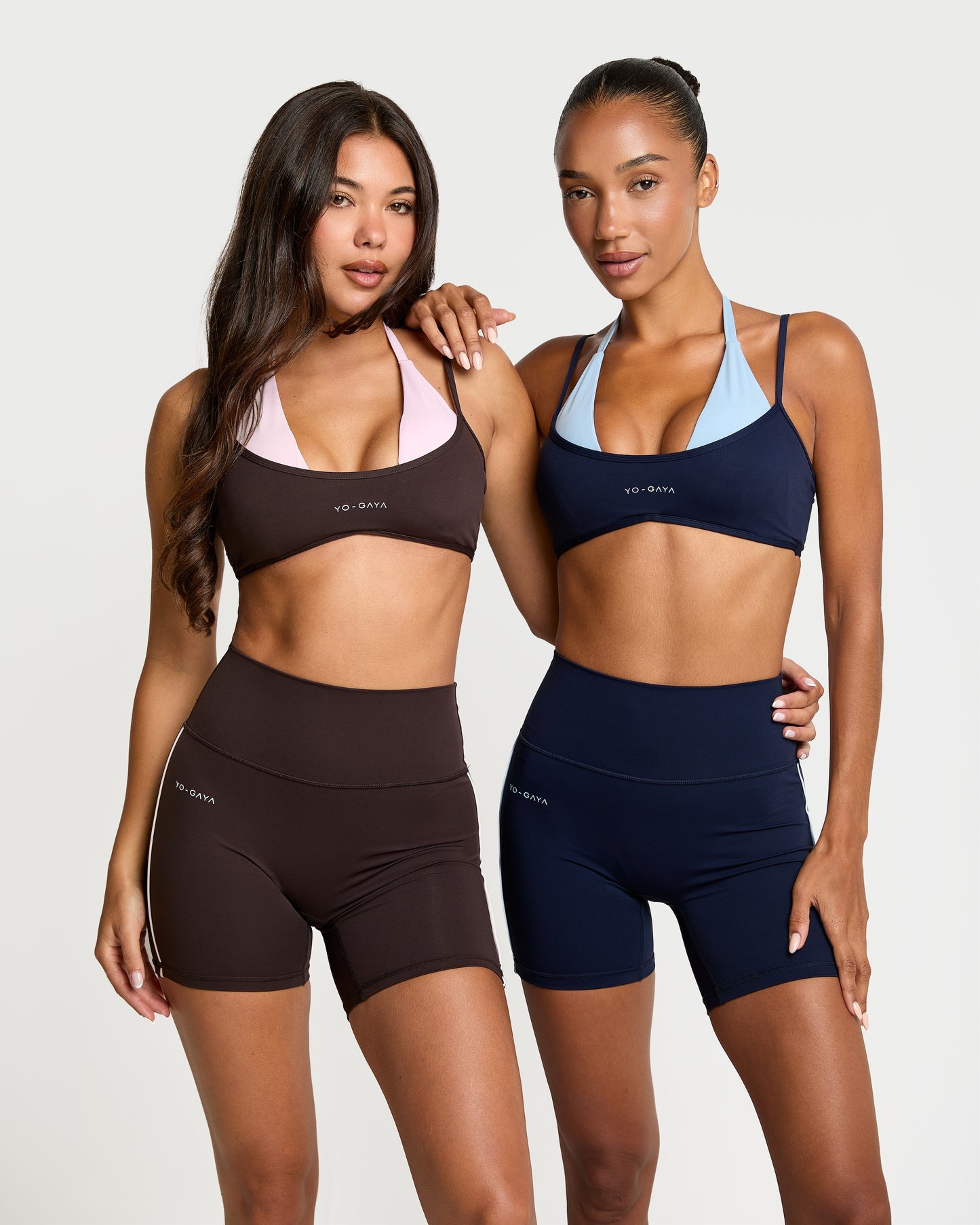 Layered Halter Bra - Coffee Bean / Blossom Pink